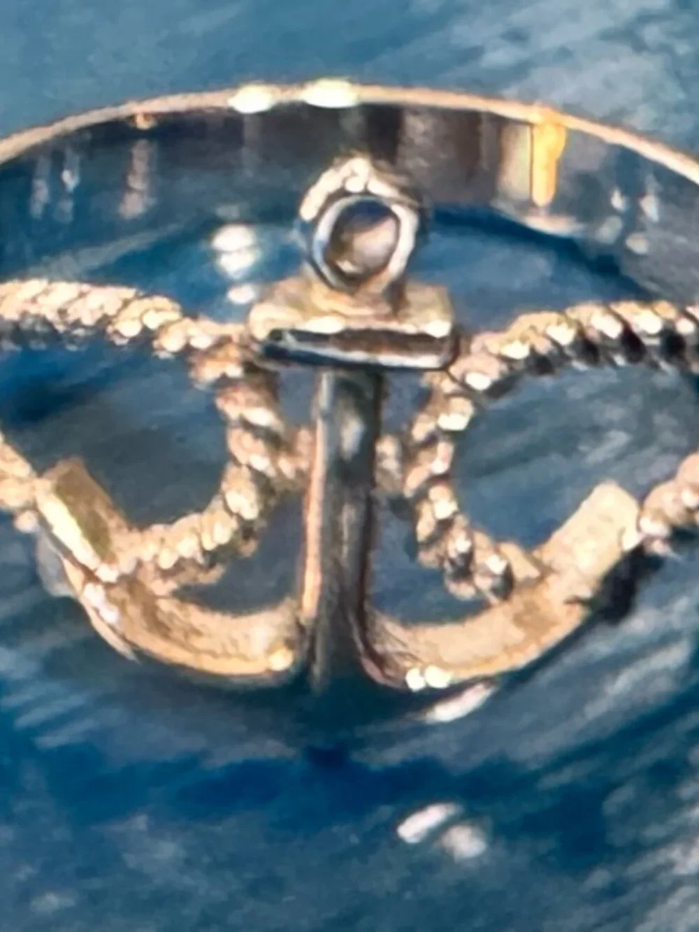 .925 Sterling Silver Nautical Anchor Rope Split Band Ring - Size 9